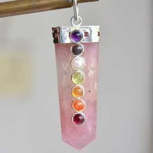 <b>Rose</b> <b>Quartz</b> Faceted Pencil Pendant, Healing Flat <b>Crystal</b> Chakra Pendant Top Quality <b>Necklace</b> for Healing jewelry Feng shui - Product Image 2