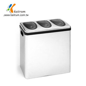Press-top 60-litre stainless steel recycle Bin