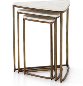 Mesa auxiliar moderna de mármol con marco de Metal, Juego de 3 para cenar en casa, cama, hoteles, restaurantes, bares, mesas de café, uso en la sala de estar - Product Image 2