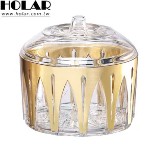 [Holar] Taiwan Made Kunststoff Kristall Premium Gold Zucker Candy Bowl mit Deckel