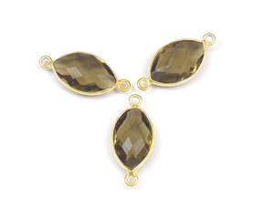 Smokey <b>Quartz</b> Natural Multi Gemstone Marquise Shape Gold Plated Jewelry Single Bail Bezel Handmade Connector - Product Image 1