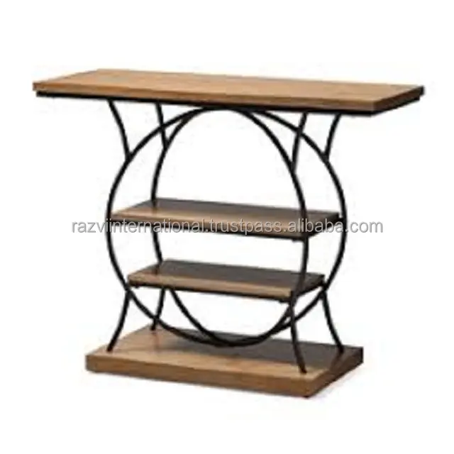 Table console en bois à 3 niveaux Table console en métal pour couloir Table console en bois sculpté