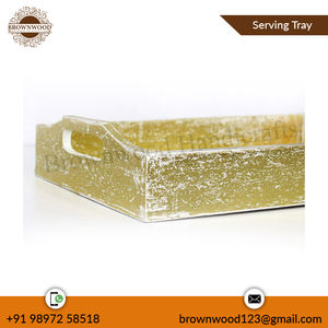 Juego de bandejas de madera con acabado blanco dorado con diseño tallado a mano para la decoración del restaurante del hogar de un fabricante indio certificado - Product Image 5