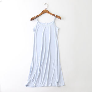 Camiseta sin mangas larga ajustable, ropa de dormir de noche, sensación Sexy, Spandex/seda, nailon, vestido con tirantes, talla grande, algodón, manga corta, patrón sólido - Product Image 5