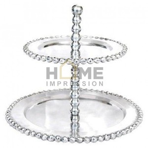 Nouveau Design Vintage Martelé Craquelé Verre Dom Designer Coin Perlé De Luxe De Service Gâteau Cupcake Stand Pour Les Fournisseurs De Gros - Product Image 5