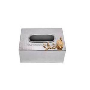 Caja de pañuelos de Metal plateado de calidad superior, decoración del hogar hecha a mano, estilo único para bodas, ocasiones, almacenamiento de papel, hoteles - Product Image 1