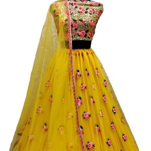 Vestidos largos de estilo clásico para mujer, vestidos informales elegantes, amarillo, Lahnga Choli, ropa musulmana - Product Image 1