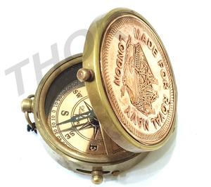 Đồng hải lý đồng thau Túi la bàn không thấm nước kỹ thuật số quay số kim loại da dây đeo Cắm Trại Đi Bộ Đường Dài Du Lịch Thu mục - Product Image 2