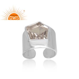 Natural Crystal Quartz Gemstone Stackable <b>Ring</b> Fine 925 <b>Silver</b> Classic <b>Statement</b> <b>Ring</b> Jewelry Manufacturer - Product Image 2