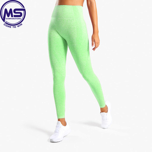 Pantalon de yoga athlétique sans couture à taille haute personnalisé pour le fitness, le jogging et l'entraînement - Anti-bactérien, respirant, Spandex/Nylon - Product Image 5
