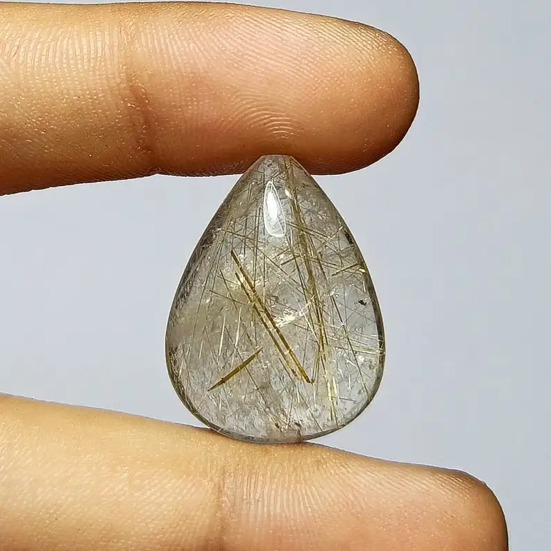 Cabujón de Cuarzo rutilado dorado Natural suelto calibrado en forma de pera de alta calidad, piedra preciosa de corte para fabricación de joyas, uso a granel