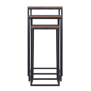 Modern Black Metal <b>Nesting</b> Side Central <b>Table</b> <b>Set</b> of 3 with Wooden Top for Dining in Home Hotels Restaurants Living Room Use - Product Image 5