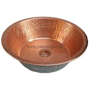 stylish copper vessel sink with <b>drain</b> handmade hammered texture solid copper sink for kitchen & bathroom multipurpose use - Product Image 3