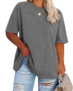 Camiseta sólida ecológica extragrande para mujer personalizada con estampado de logotipo personalizado - Product Image 4
