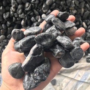 High Quality Natural Black Landscape Stone Round Tumbled Cobbles & Pebbles for Outdoor Exposed Coating Floor Application - Product Image 3