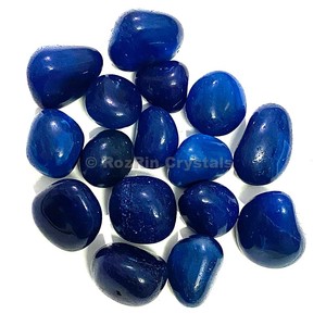 Pierre roulée d'onyx bleu à vendre, cristal naturel poli, pierre de guérison, pierre de poche, pierre précieuse Reiki Chakra, vente en gros, cadeau en vrac - Product Image 1