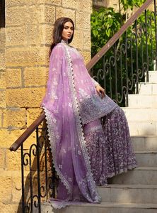 Robe longue élégante de style KAMEEZ SHARARA, broderie avec des perles de verre de cristal, dbka, fonctionne pour des vêtements de fête/mariage @ 2022 - Product Image 2