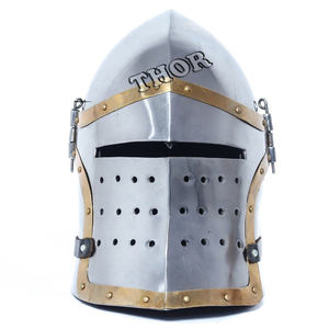 Médiévale Barbuta Casque Visière En Acier Brossé Chevaliers L'armurerie Templier Croisé Casque Argent Poli - Product Image 4