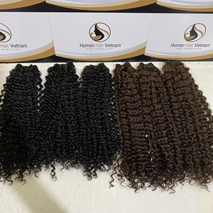 Gran oferta de cabello humano virgen sin procesar de Vietnam, mechones de cabello rizado profundo, máquina Frontal negra Remy, doble trama, proveedores de 100g - Product Image 2