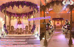 Boda tradicional Mandap de madera decoración último diseño antiguo Mandap de madera conjunto impresionante boda madera tallada Mandap EE. UU. - Product Image 5