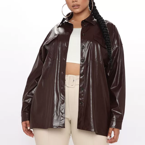 Chemises en cuir longues sur mesure pour femmes logo et design sur mesure dans toutes les couleurs et tailles chemises en cuir mode nouvelle tendance t-shirts - Product Image 4