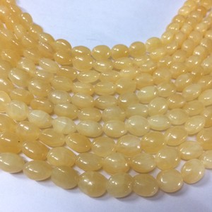 สร้อยอัญมณีสีเหลืองสร้อยอัญมณีจากน้ำจืดลูกปัดทรงรีอัญมณีสีเหลืองจาก100% แบบทำมือ - Product Image 2