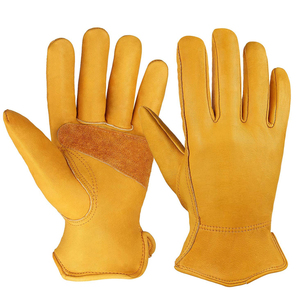 Guantes de soldadura con palma añadida, herramientas de mano mecánicas de cuero Partido de vaca roja AB de grado personalizado - Product Image 1