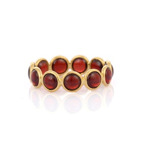 Best Selling Products Natural Round <b>Garnet</b> Eternity Band <b>Ring</b> 18K Fine Yellow Gold Gemstone <b>Ring</b> Fashion Jewelry for Wholesale - Product Image 2