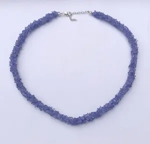 Natural Blue Tanzanite Stone Chips Twisted Rope Style Beads Jewelry Necklace Semi Precious Gemstone Beads Jewellery Online Shop