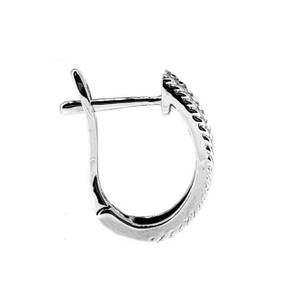 Boucles d'oreilles créoles en or blanc massif 18 carats avec diamants naturels taille brillant, sertissage griffe, design vintage romantique, qualité supérieure, vente en gros - Product Image 3