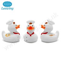 Jouet de bain en plastique PVC vinyle OEM, cadeau multifonctionnel, personnalisé, pour enfants, Chef, Pizza, canard en caoutchouc, 1 pièce