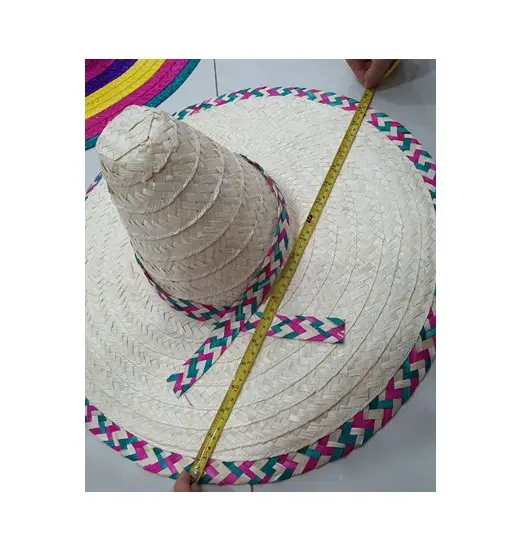 Nieuw Ontwerp Authentieke Mexicaanse Stro Grote Sombrero Hoed Met Serape Rand Voor Dagelijkse Feest Verjaardag Bruiloft Rieten Ambachtelijke Geschenkhoed