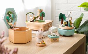 Boîte à musique en bois en gros, licorne nuage, manivelle manuelle, durée sonore de 30 secondes, cadeau d'anniversaire - Product Image 5