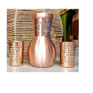 Botella de agua de plástico y cobre de estilo vintage, acabado martillado, botella de Yoga a prueba de fugas para beber directamente con beneficios para la salud - Product Image 4