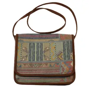 High Quality Fashion Hand Crafted & Stitched Purse Made From Hand Woven Cotton Dhurry / Kelim Printed Purse