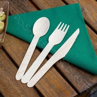 Ensemble de couteaux, fourchettes et cuillères en bois jetables de haute qualité, certifié CE, 16,5 cm, pour restaurants, usage commercial, fabriqué au Vietnam
