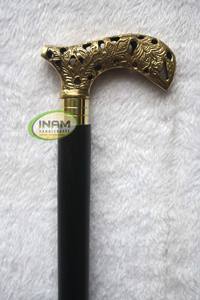 Bâtons de marche en bois faits à la main et manche de derby en laiton doré incrusté/cannes de marche en bois avec manche de derby en laiton - Product Image 2