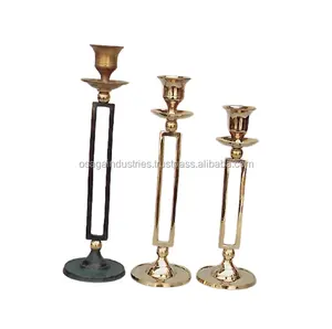 最佳质量3件套金属烛台新设计桌面烛台婚礼装饰黄铜蜡烛柱