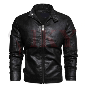 Chaqueta de cuero con cremallera para hombre, chaqueta de motorista, informal, a la moda, 2020 - Product Image 6