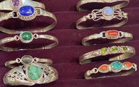 Bracelets manchette classiques en argent sterling 925, forme fleur, faits main au Népal, avec perles d'eau douce et pierres turquoise, pour fêtes, unisexe