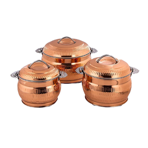 Juego de cazuela aislada pulida de cobre martillado de 3 ollas para servir alimentos de diferentes tamaños con la mejor calidad - Product Image 3