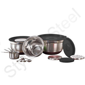 Tazón de Metal para almacenamiento de alimentos y vegetales, rallador de acero inoxidable alemán con cuchara medidora y juego de tazas - Product Image 1