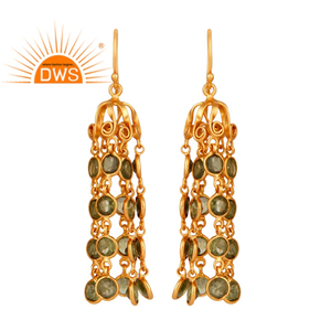 Multi <b>Peridot</b> Gemstone <b>Earrings</b> Suppliers Designer 18k Gold Plated 925 Silver Women Chandelier <b>Earrings</b> Jewelry - Product Image 1