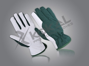 Gants de travail en cuir de chèvre nr 7, blanc/bleu - Product Image 6