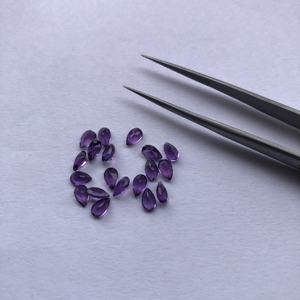 Piedra amatista Africana natural de 3mm, 4mm, 5mm, corte de pera, fabricante de piedras preciosas sueltas facetadas a precio mayorista en línea India Regular - Product Image 1