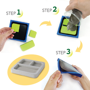 Organisateur de bureau gris avec trois compartiments pour pinces et fournitures de bureau - Product Image 2