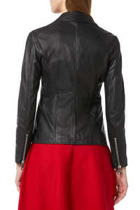 Veste à fermeture éclair unisexe, décontractée, en peau d'agneau véritable, de couleur noir, à la mode, disponible en toutes les couleurs - Product Image 3