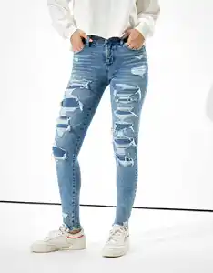 New Fancy Style Exclusive Super Skinny Light Blue Wash Jeans Distressed Customized Women Jeans Ripped By Truth International