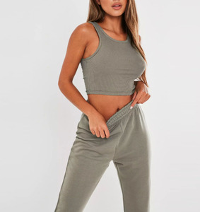 High Quality Sexy Rib <b>Sleeveless</b> Breathable Stretchy Crop <b>Top</b> for Women - Product Image 4