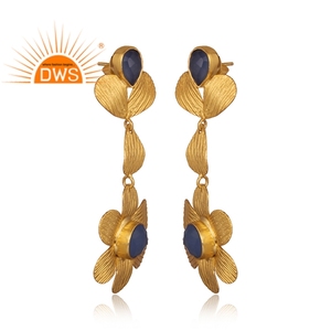 Pendientes Largos con Diseño Floral de Calcedonia Azul 2026, Última Moda, para Fabricantes de Joyería de Diseño Personalizado - Product Image 2